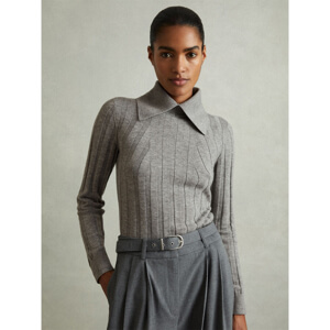 REISS WINTER Ribbed Collared Top